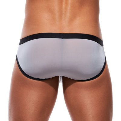 Detailed back view of the silver Room Max briefs showing the supportive rear
