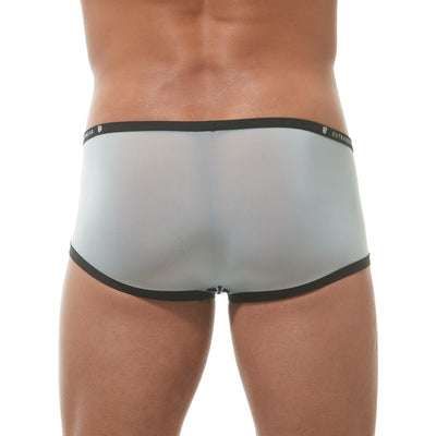 Detailed back view of the sky blue Bubble G'homme boxer briefs showing the smooth rear fit