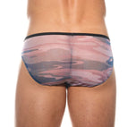 Detailed back view of the pink Outline briefs showing the rear contouring lines