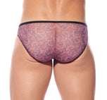 Detailed back view of the red Outline briefs showing the rear contouring lines