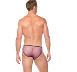 Full rear view of the red Outline briefs on a model