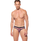 Front view of a model wearing the red Outline Briefs 2