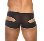 Detailed back view of the black Gamer boxer briefs showing the rear seams