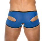 Detailed back view of the royal blue Gamer boxer briefs showing the rear seams