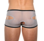 Detailed back view of the silver Gamer boxer briefs showing the rear seams