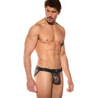 Side profile of the silver Magnet briefs highlighting the high-cut leg opening