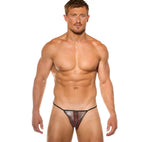 Front view of a model wearing the silver Magnet string