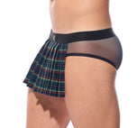 Close side profile of the navy Kinkilt briefs highlighting the leg cut