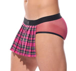Close side profile of the pink Kinkilt briefs highlighting the leg cut