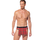 Front view of a model wearing the red Kinkilt briefs