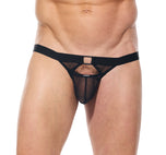 Close up of black Kisser briefs showing the branded waistband and soft fabric texture