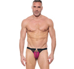 Front view of a model wearing the pink Kisser briefs
