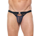 Close up of navy Kisser briefs showing the branded waistband and soft fabric texture