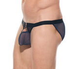 Close side profile of the navy Kisser briefs highlighting the hip fit