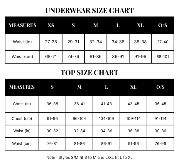  - Size chart
